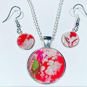 Silver plated necklace and earrings